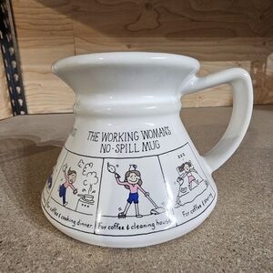 White No-Spill Mug with Cartoon Design